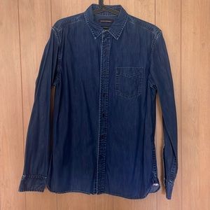 BANANNA DARK DENIM BUTTONDOWN WITH RED STITCHING DETAILS